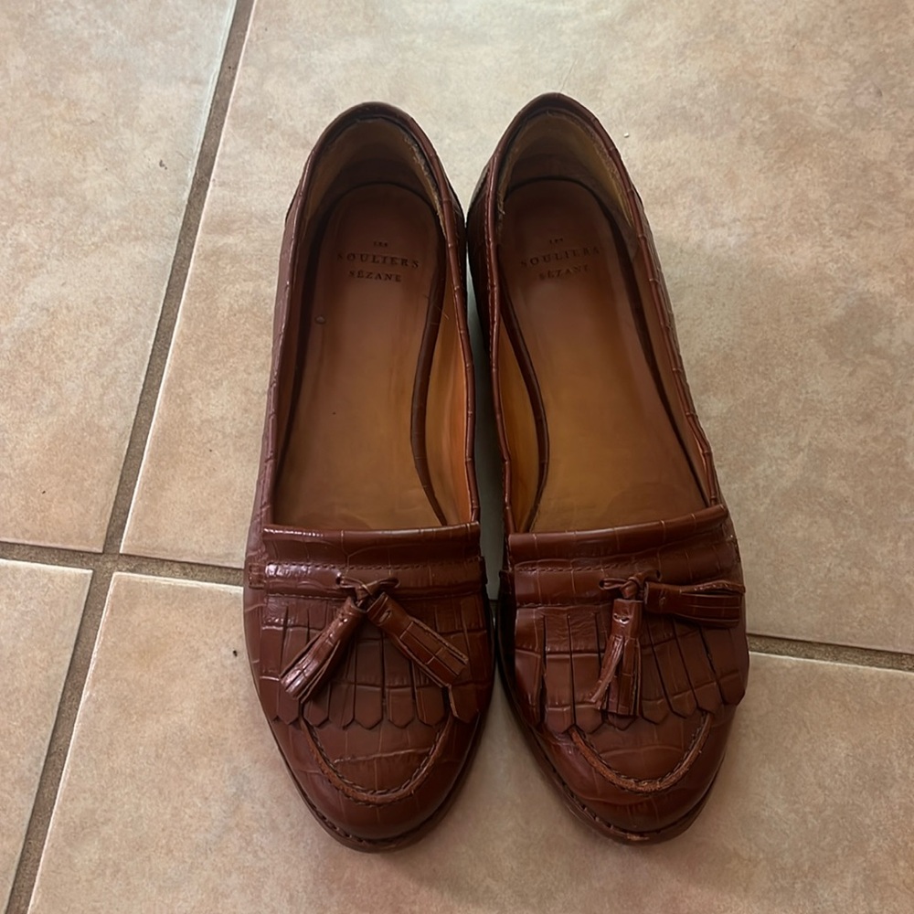 Sézane Brown Croc Loafers